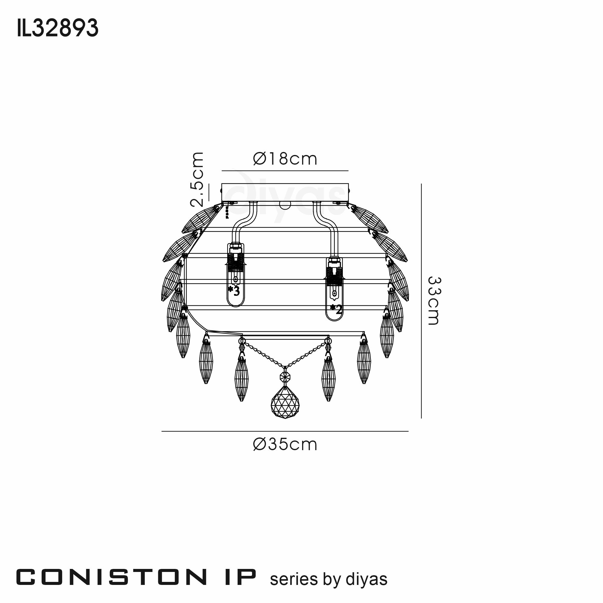 IL32893  Coniston IP Ceiling 5 Light IP44